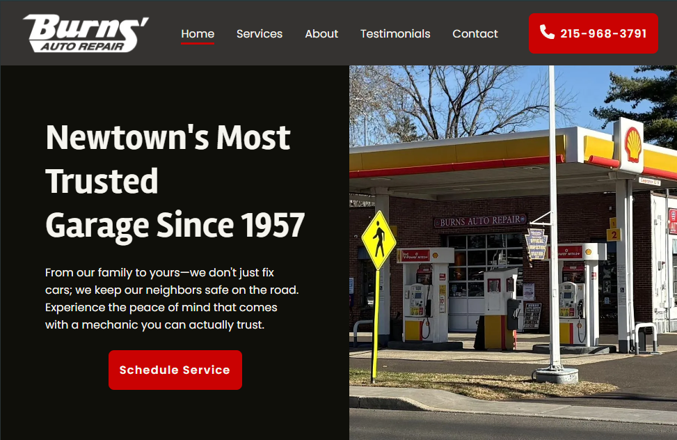 Preview of the Burns Auto Repair website