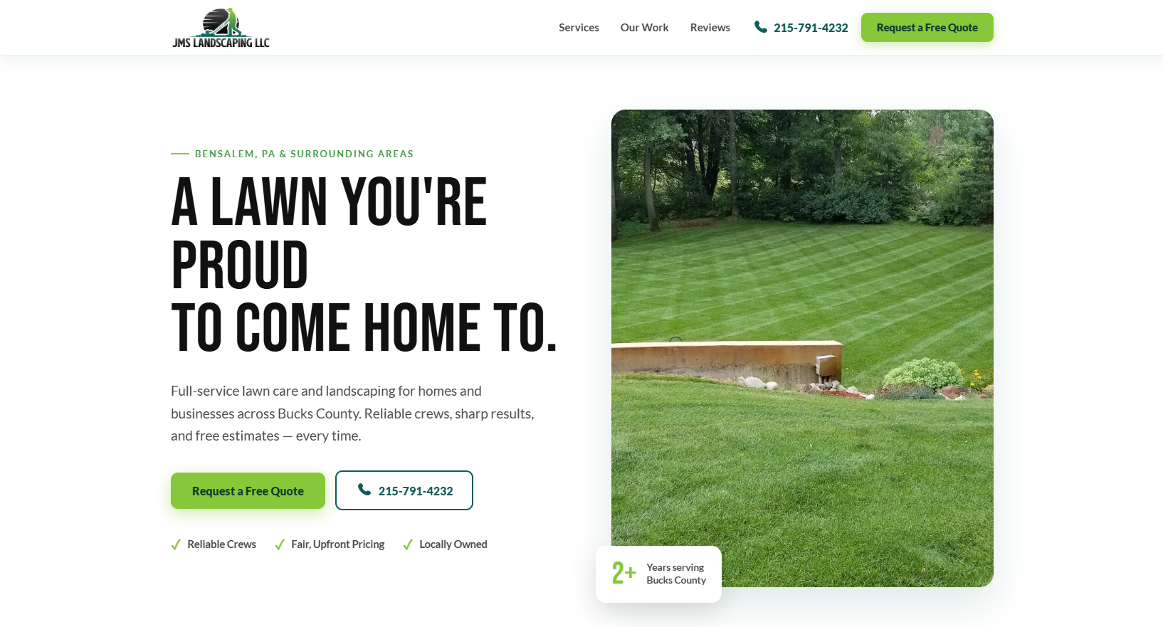 Preview of the JMS Landscaping Website